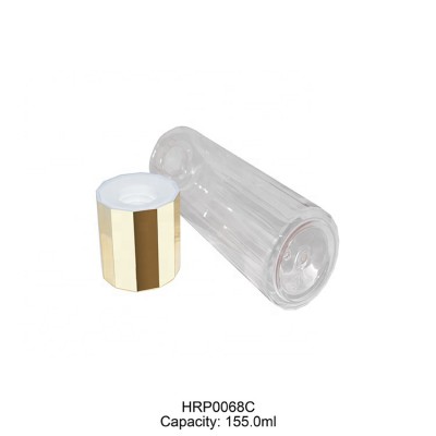 Golden unique design empty plastic cosmetic toner bottle customized empty 155ml lotion plastic bottles with golden cap