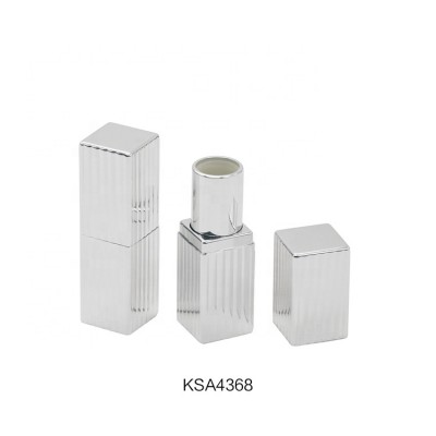 Aluminum lipstick container customized lipstick silver empty tube square silver lipstick tube container