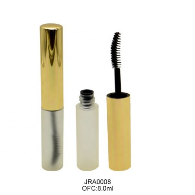 Aluminum cap luxury mascara tube whosale clear mascara container glitter gold 8ml empty mascara tubes with brush