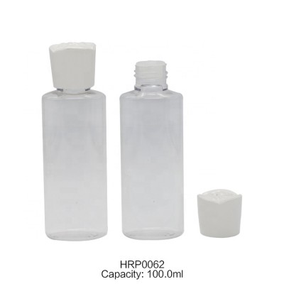 100ml whosale empty crystal lotion pump bottle custom lotion bottle 100ml empty toner bottle 100 ml with flower cap