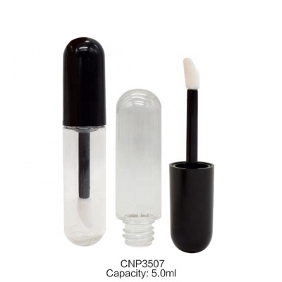 Free sample fancy lip gloss tubes empty container black lip gloss containers capsule 5ml lip gloss container with brush