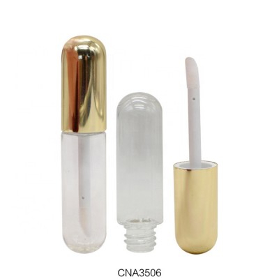 Aluminum lip gloss containers unique capsule lip gloss container 5ml gold cute empty lip gloss tube container with wand