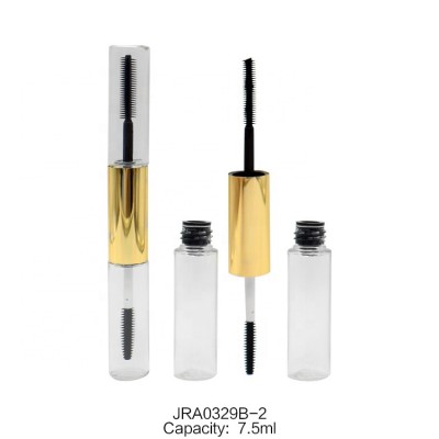 Aluminum dual eyelash serum empty mascara bottle 7.5ml double ends gold empty mascara tubes with brush