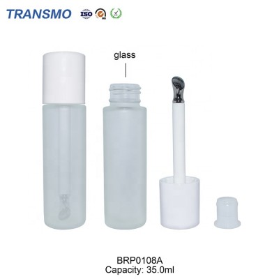 Private label wholesale 35ml cylinder screw plastic cap glass cosmetic bottle packaging for cream lotion