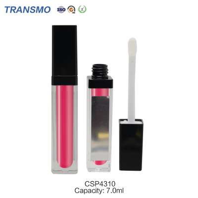 New Design Matte Black Square Plastic Lip Gloss Tube Hot LED Lipgloss Container With Doe Foot Brush Private Label