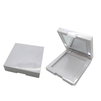 High quality empty custom led blush compact powder case packaging clear square led pressed powder compact case with mirror