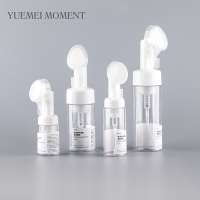 30ml 60ml 100ml 150ml Cosmetic Clear Foam Bottle with Silicon Brush for Face Wash Plastic Foam Brush Bottle Cleansing