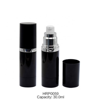 Luxury cosmetic lotion bottles custom liquid foundation bottle 30ml empty round black lotion pump bottles with pump